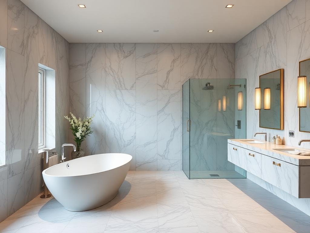 Bathroom remodeling contractor New Orleans Louisiana with walk-in shower custom tile and modern vanity